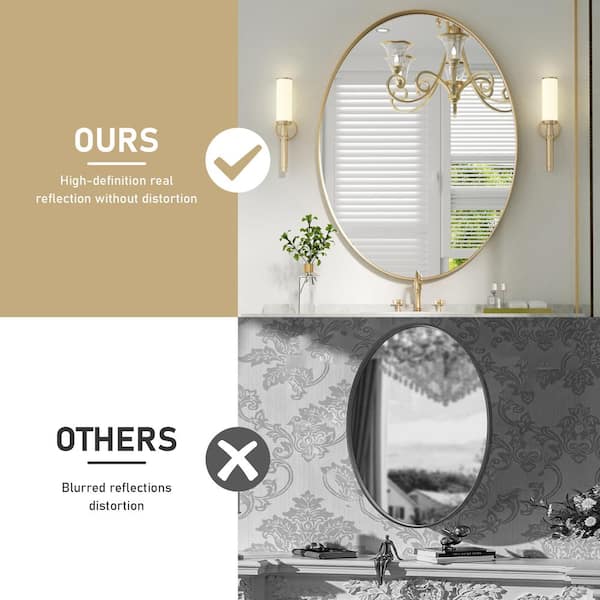 22 in. W x 30 in. H Medium Oval Mirrors Metal Framed Wall Mirrors Bathroom Vanity Mirror Decorative Mirror in Black
