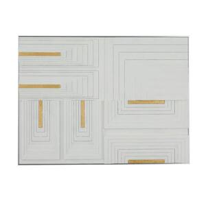1- Panel Geometric 3D Lines Framed Wall Art with Silver Frame 40 in. x 30 in.