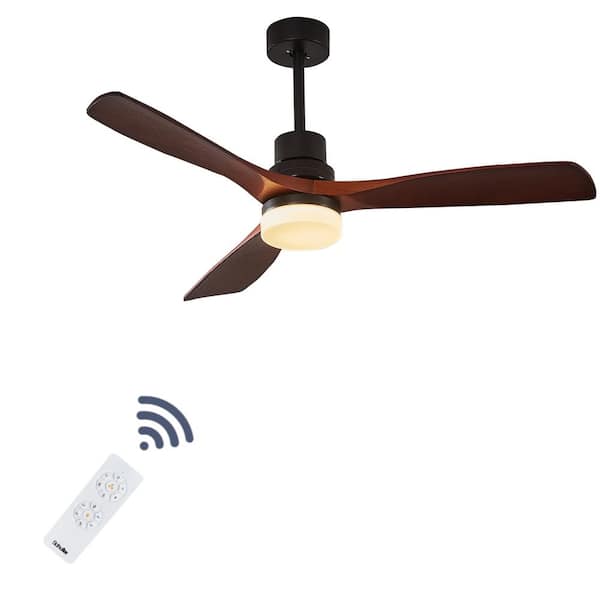 Youkain Light Pro 52 In Integrated Led Bulb Indoor Used Wood And Black Color Smart Ceiling Fan With Remote Reversible Hdlp Js5202dc - What Bulb Do Ceiling Fans Use