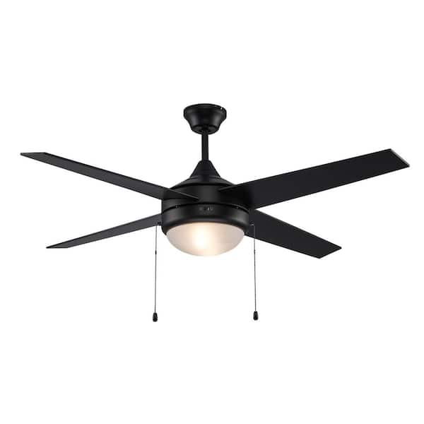 Cappleman 52 in. Indoor Black 2-Light Ceiling Fan with Light Kit, Pull Chains, and 4 Blades