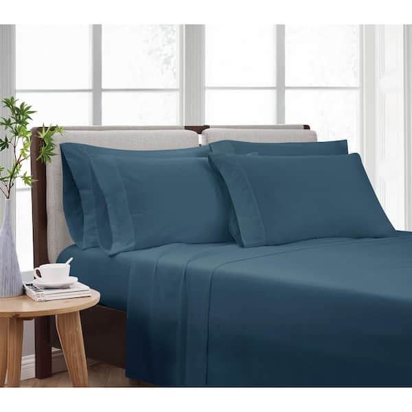 CANNON Solid Dark Blue Twin 4-Piece Sheet Set