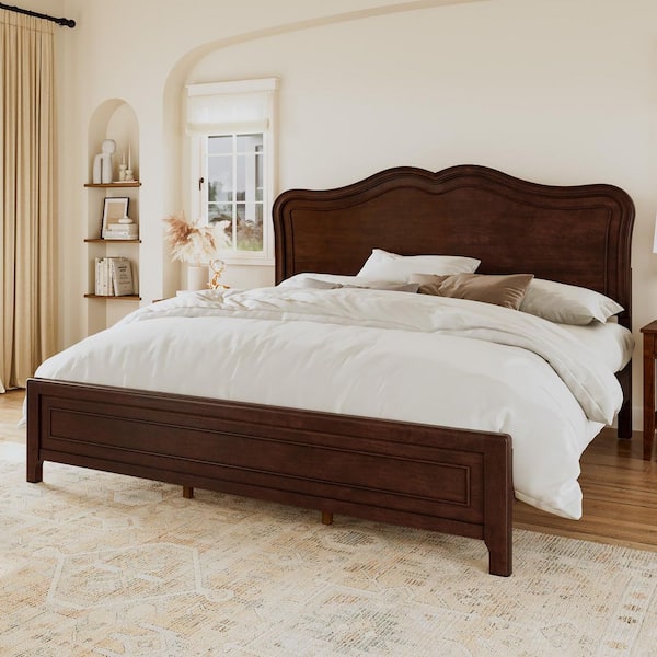 OrangeOne Retro Style Dark Walnut Brown Wood Frame King Size