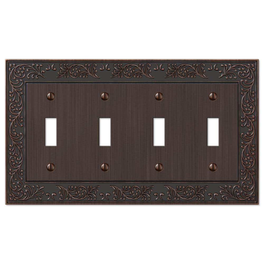 Aged Bronze Quad Toggle Cast Metal Wallplate