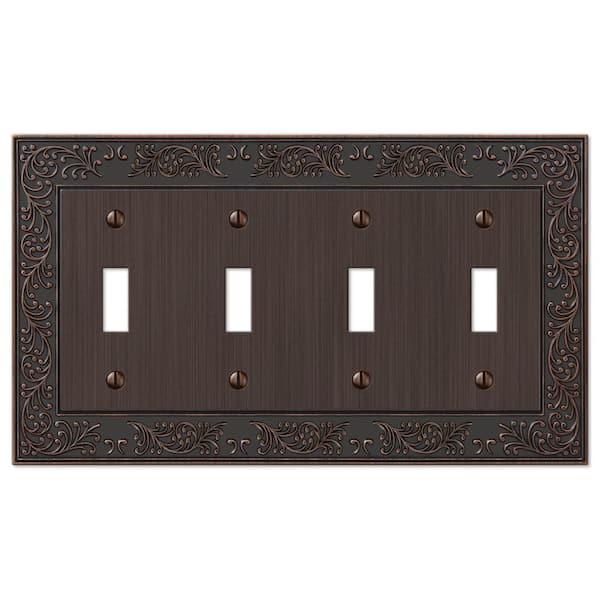 English Garden 4 Gang Toggle Metal Wall Plate - Aged Bronze