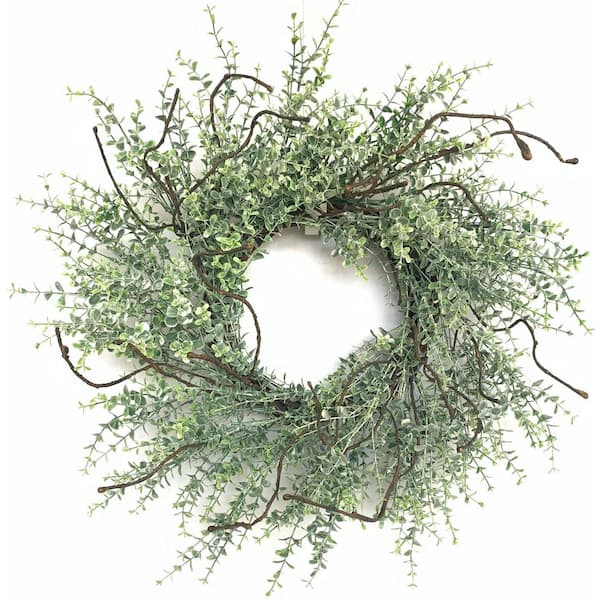 Glitzhome 24 in. D Mini Eucalyptus Artificial Christmas Wreath