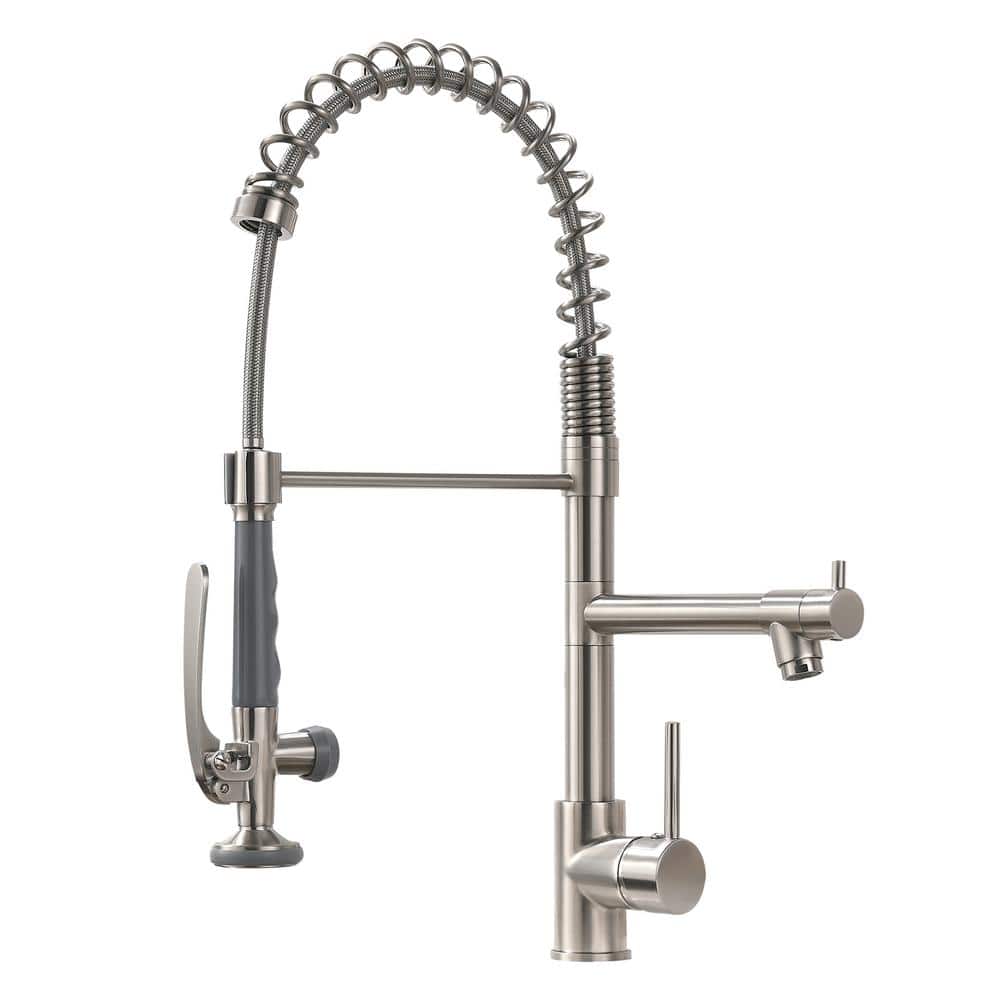Spring Single Handle Pull Down Sprayer Kitchen Faucet, Commercial Kitchen S