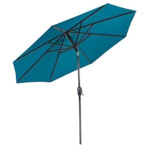 9 ft. Round 8-Rib Steel Market Patio Umbrella in Teal
