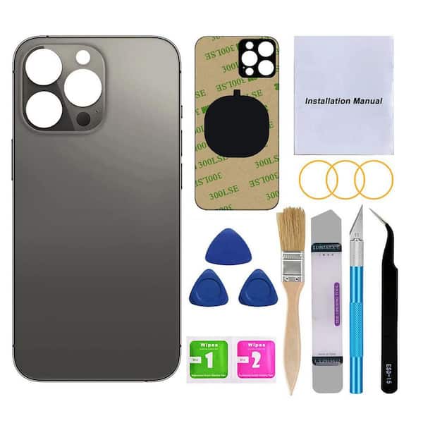 Vrbgify iPhone 13 Pro Max Rear Back Glass Replacement, 6.7" (Graphite) Carriers with Pre-Installed Adhesive & Repairing Tool Kit