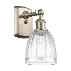 Brookfield 1-Light Brushed Satin Nickel Wall Sconce with Clear Glass Shade