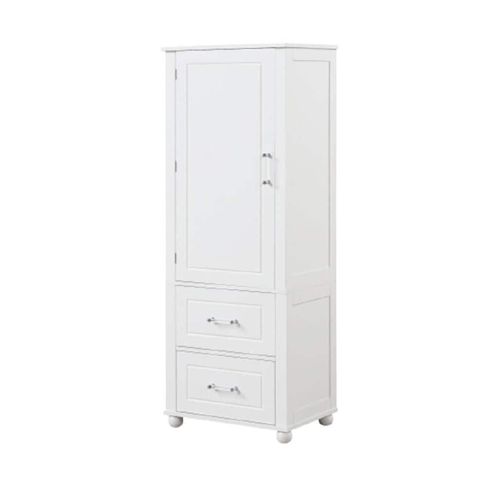 23 in. W x 15.9 in. D x 61.4 in. H White Tall Freestanding Bathroom Storage Linen Cabinet with 2-Drawers and Shelves price history on PriceWatchPro