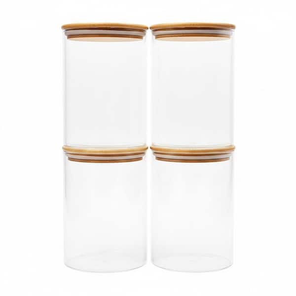Lynzavix 32 oz. Glass Food Storage Jars 4-Piece Borosilicate Glass