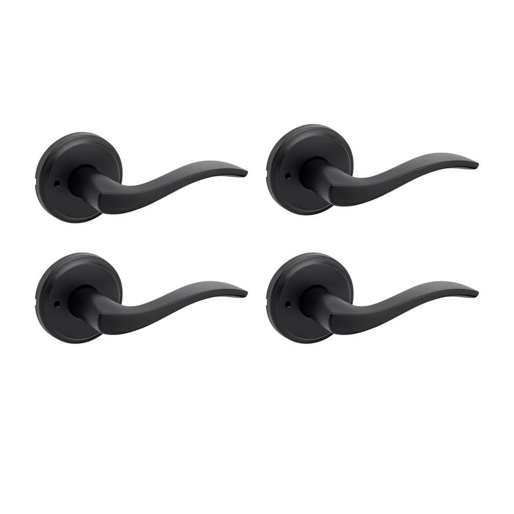 Sedona Matte Black Reversible Round Wave Bed/Bath Door Handle 4 Pack price history on PriceWatchPro