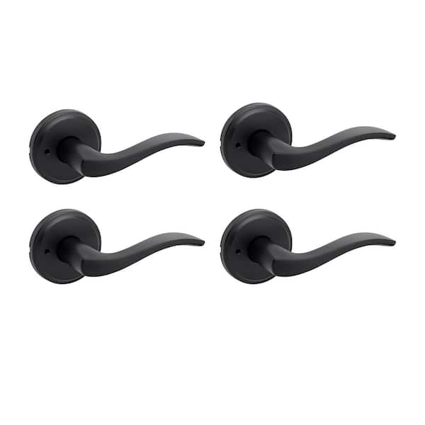 Sedona Matte Black Bedroom Bathroom Privacy Door Handle with Microban Antimicrobial Technology 4-Pack