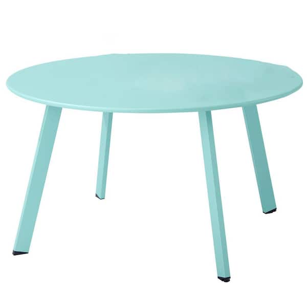 28 in. x 28 in. x 16 in. Green Coffee Table Metal For Outdoor