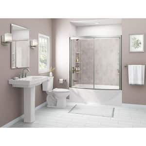 Ovation 32 in. x 60 in. x 59 in. 5-Piece Glue-Up Alcove Bath Wall Set in Beige Parchment
