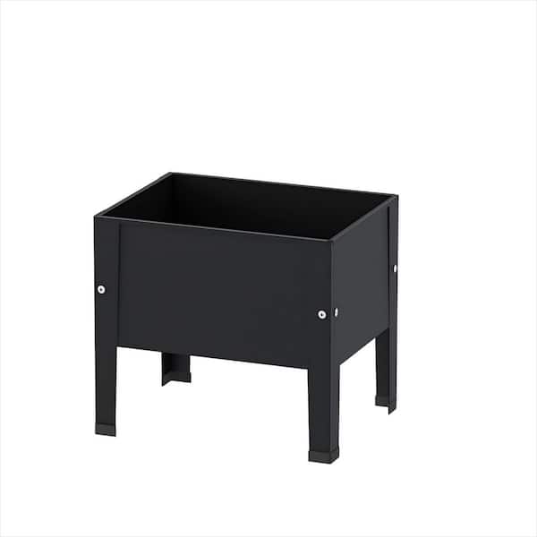 2-Pack 15.75 in. Iron Small Planter Raised Garden Bed with Legs, Outdoor Metal Planter Box, Black