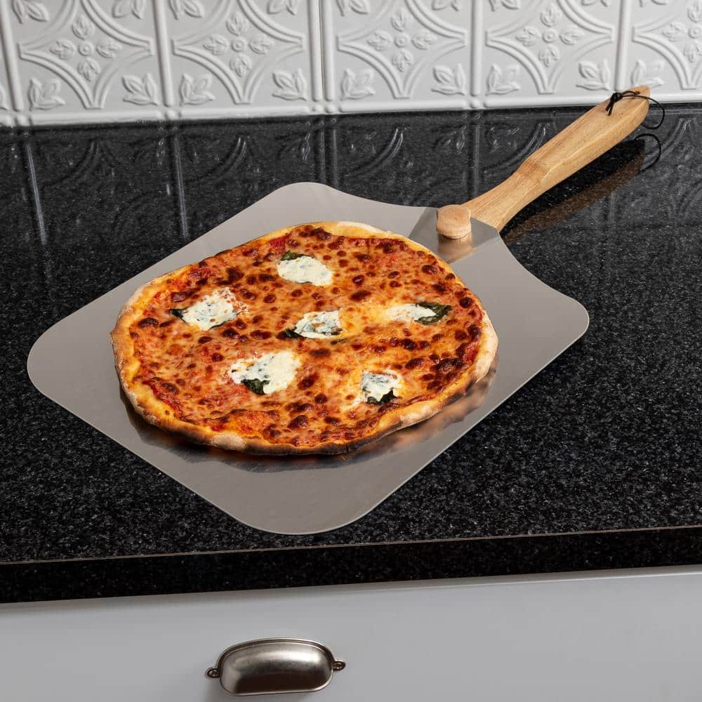 Old Stone Aluminum Pizza Peel with Foldable Wooden Handle
