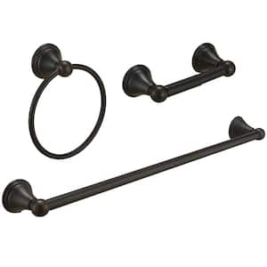 3-Piece Bath Hardware Set Accessories with 24 in . Towel Bar，Toilet Paper Holder and Towel Ring in Oil Rubbed Bronze