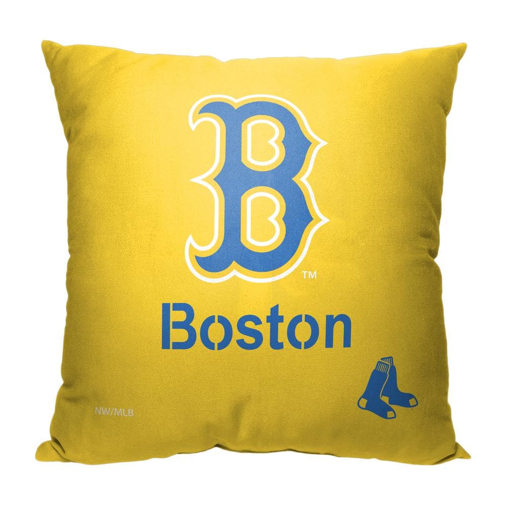 Boston Red Sox Yellow and Blue Square Throw Pillow