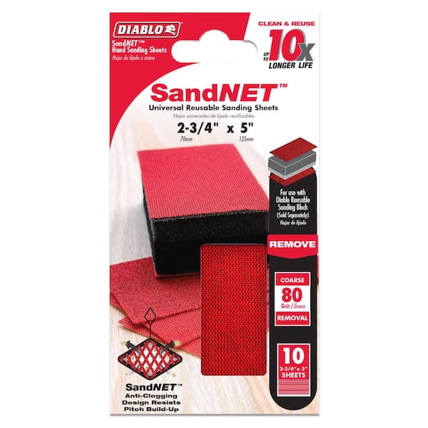 DIABLO 2.75 in. x 5 in. SandNET 80-Grit Faster Reusable Hand Sanding Block Refill Sheets (250-Pack)