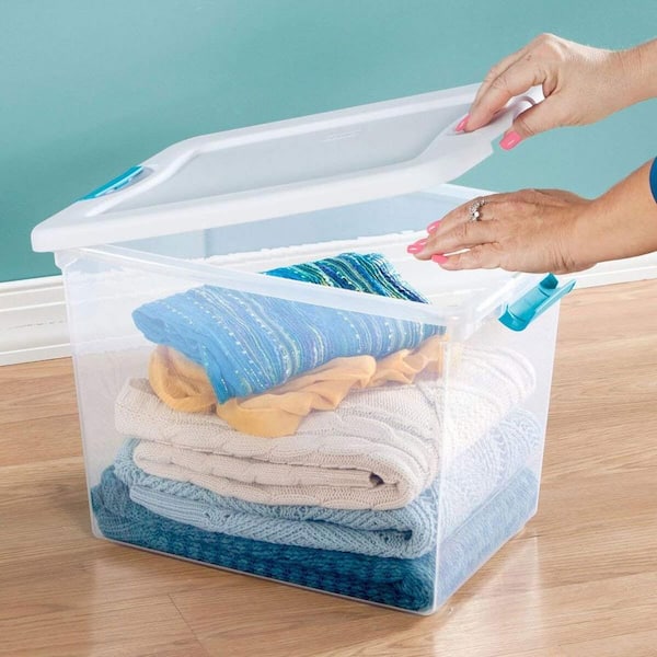 Sterilite 9.5 X 6.5 X 4 Inch Small Open Scoop Front Clear Storage Bin With  Comfortable Carry Through Handles For Household Organization (16 Pack) :  Target