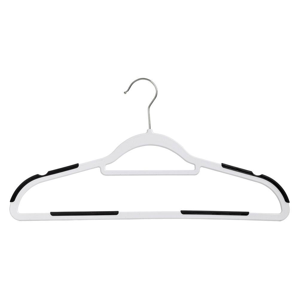 White/Black Rubber Grip Plastic No-Slip Hangers 15-Pack