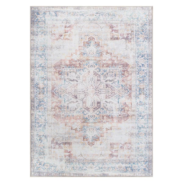 World Rug Gallery Rust 10 ft. x 14 ft. Bohemian Distressed Machine Washable Area Rug