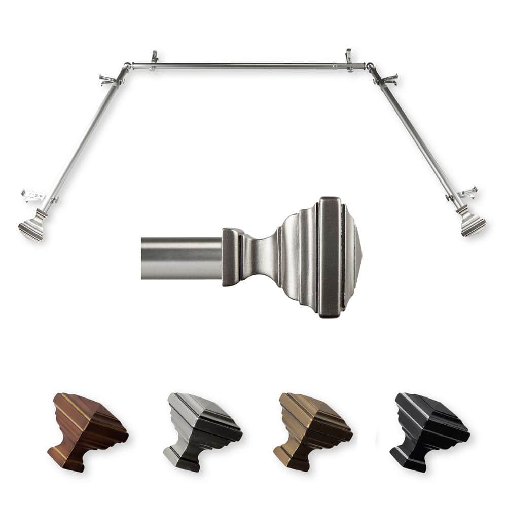 Saymna 20-36 in. sides, 38-72 in. center Adjustable Bay Window Curtain Rod 13/16 in. in Satin Nickel with Finial price history on PriceWatchPro