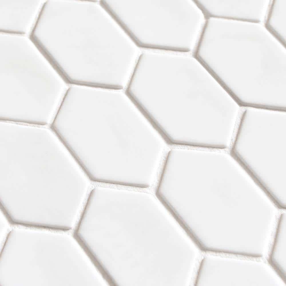 White Hexagonal Matte Glass Mosaic Tile Sheets