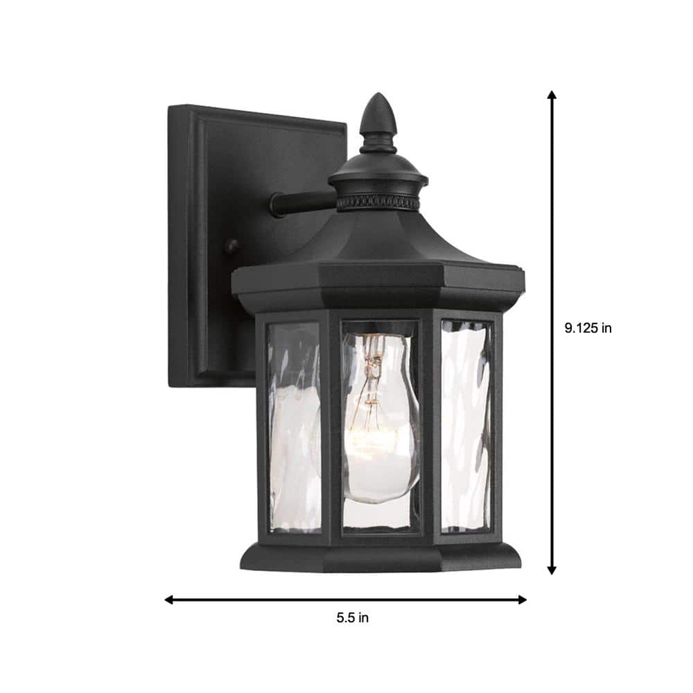 Elegant Octagonal Bronze & Black Porcelain Outdoor Wall Lantern