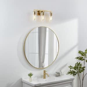 20.75 in. 3-Light Antique Brass Vanity Light with Clear Glass Shade