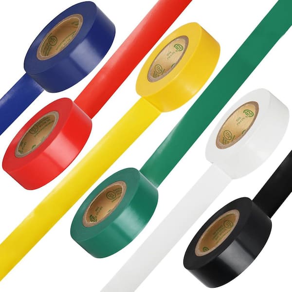 0.7 in. x 33 ft. Industrial Grade Electrical Insulating Tape Assortment 6-Pack Multi-Colored