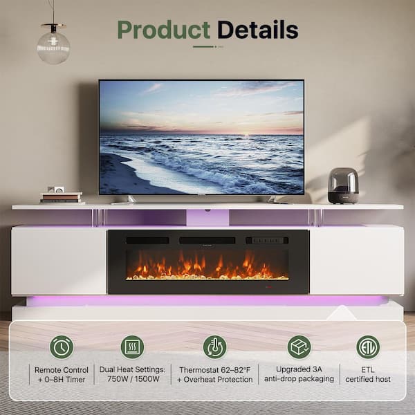 Sizzim 70 in. Freestanding Electric Fireplace TV Stand with