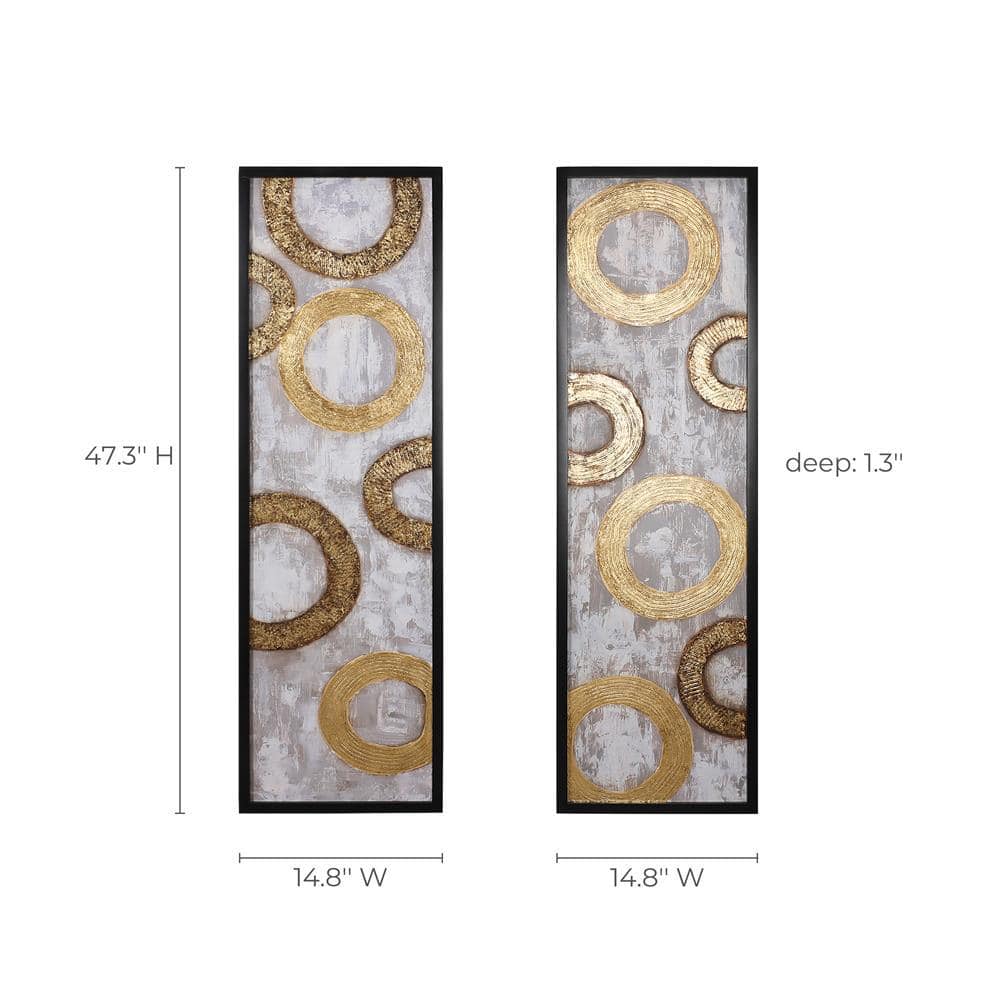 LuxenHome 2-Piece Gold and Brown Metal Abstract Wall Decor Set