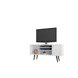 Liberty 53 in. White and Gloss Composite TV Stand Fits TVs Up to 50 in. with Storage Doors