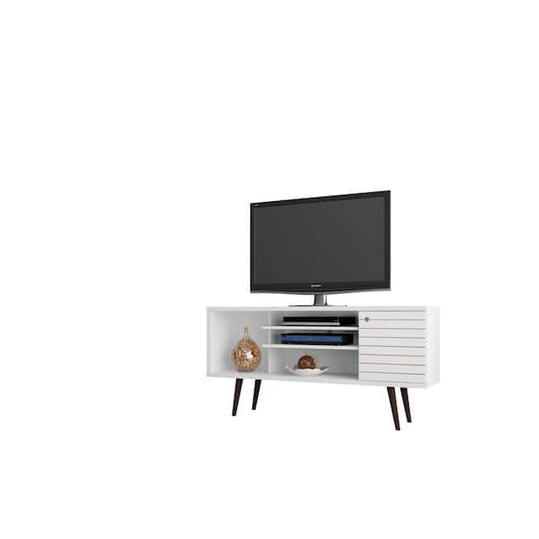 Manhattan Comfort - Liberty 53 in. White and Gloss Composite TV Stand Fits TVs Up to 50 in. with Storage Doors