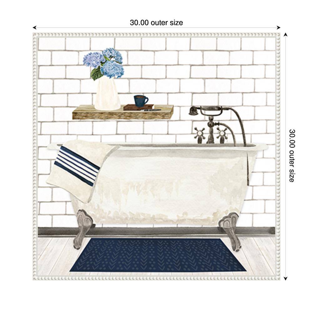 Farmhouse Bath I Tub White Canvas Wall Art with Floater Frame