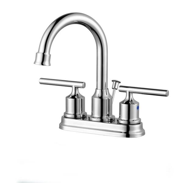 ALEASHA 4 in. Centerset Double Handle High Arc Bathroom Faucet in Chrome AL2C11C The Home Depot