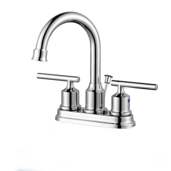 ALEASHA 4 in. Centerset Double Handle High Arc Bathroom Faucet in Chrome