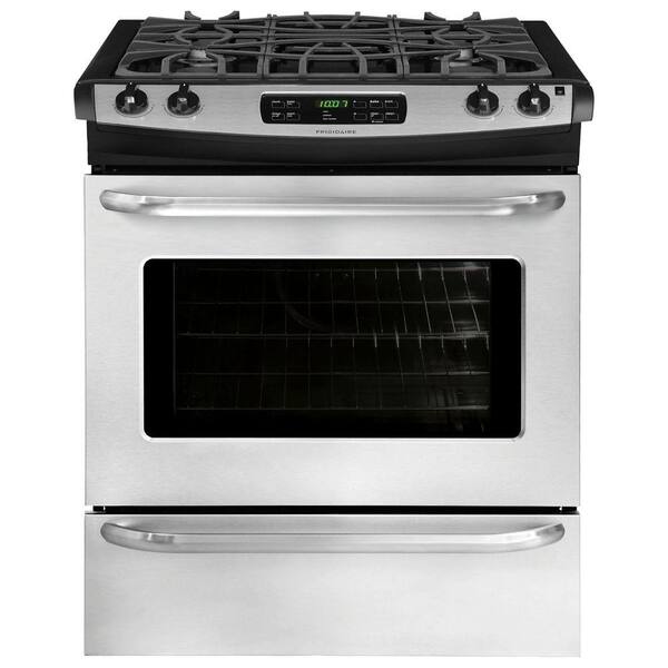 Frigidaire 30 in. 4.6 cu. ft. Slide-In Gas Range with Self-Cleaning Oven in Stainless Steel