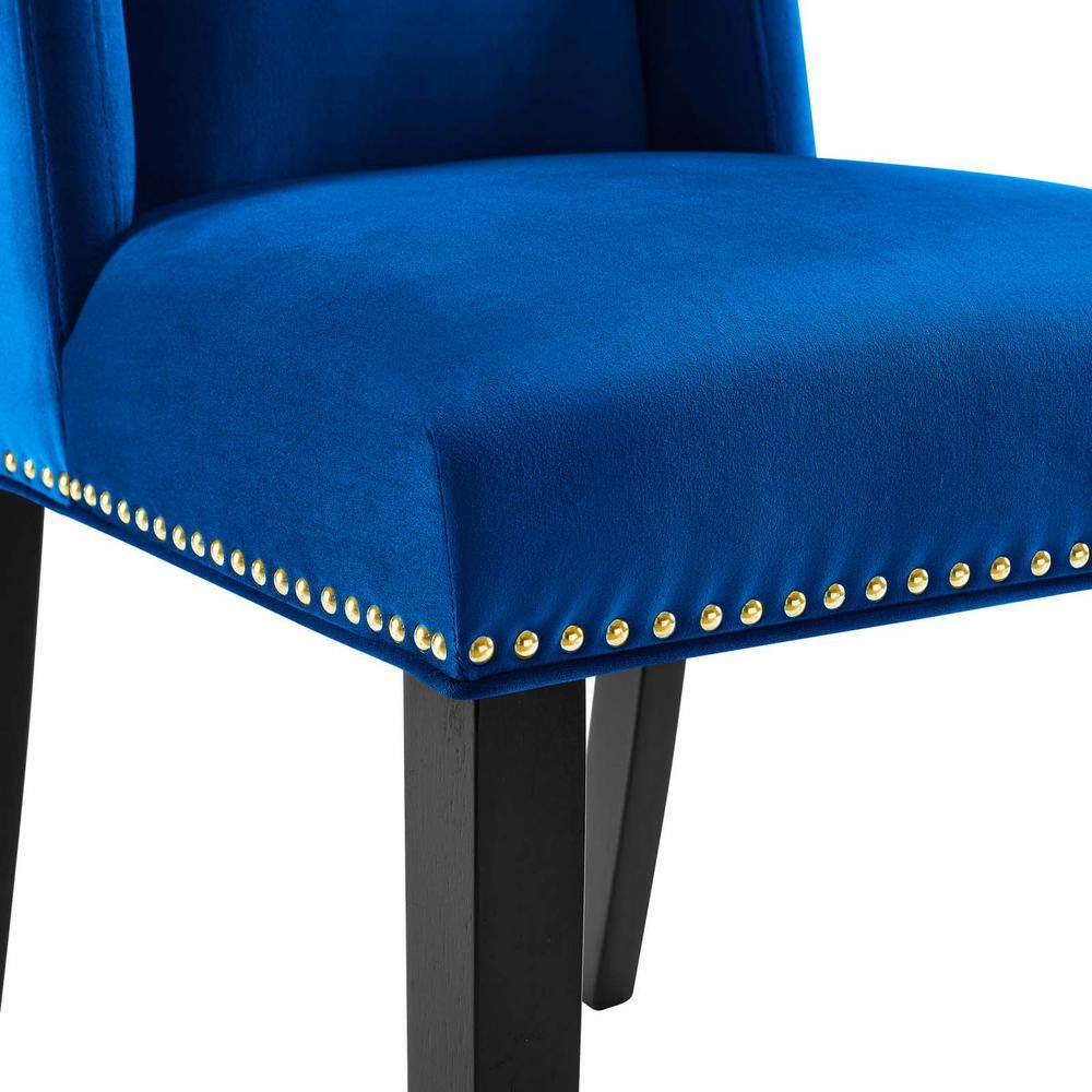 Elegant Navy Velvet Upholstered Side Chair with Wood Frame