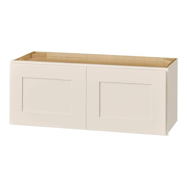 Hampton Bay Avondale 30 in. W x 12 in. D x 12 in. H Ready to Assemble Plywood Shaker Wall Bridge Kitchen Cabinet in Antique White