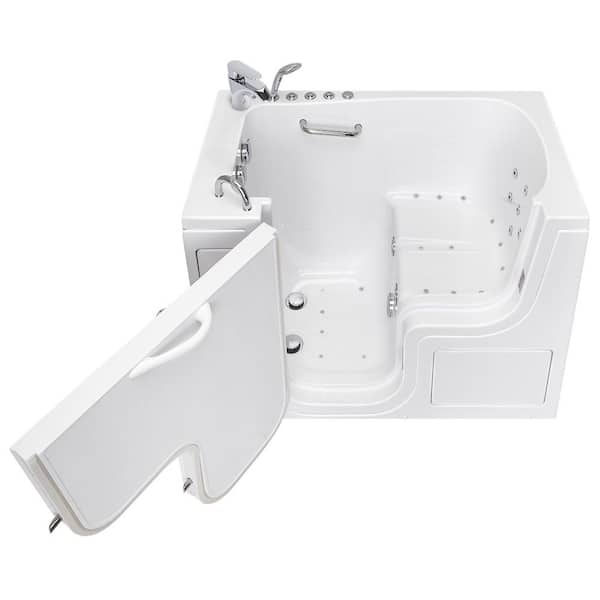 Ella Wheelchair Transfer32 52 in. Acrylic Walk-In Whirlpool and Air Bath Bathtub in White, Fast Fill Faucet, Left Dual Drain