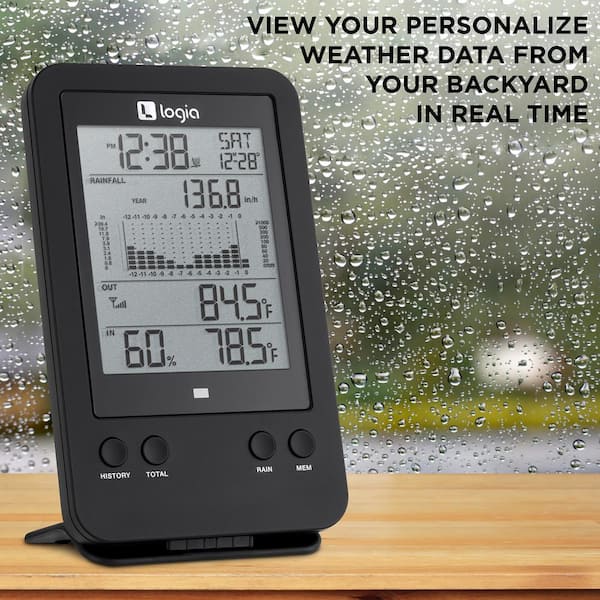 Professional Wireless Weather Station With Outdoor Sensor - Wind Speed, Rain Gauge, 7.5" LCD