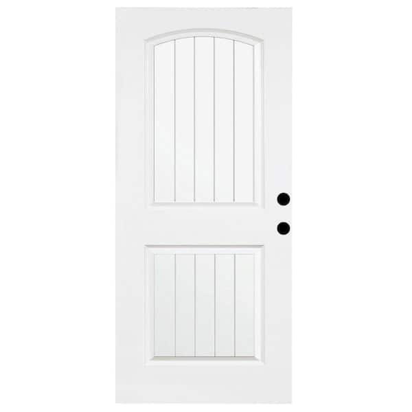 Steves & Sons 36 in. x 79 in. Premium White 2-Panel Plank Primed Steel Front Door Slab