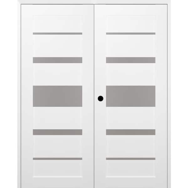 Belldinni Kina 72 in. x 80 in. Right Hand Active 5-Lite Bianco Noble Wood Composite Double Prehung Interior Door