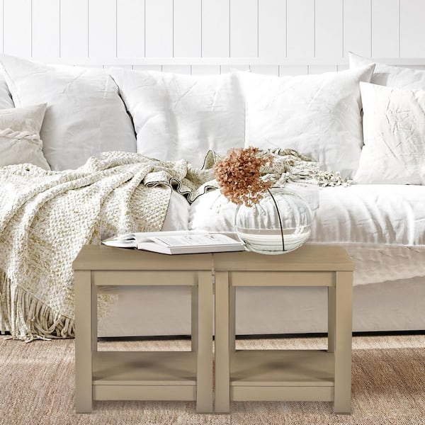 Hanover 22 in. Seadrift Square Wood End Table with Lower Hanover 22 in. Seadrift Square Wood End Table with Lower