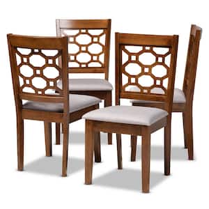 Peter Grey and Walnut Brown Fabric Dining Chair (Set of 4)