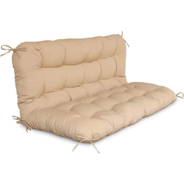 Mximu UV-Resistant 48 x 40 in. Light Brown Outdoor Porch Swing Cushion - 2-in-1 Detachable and Waterproof with Backrest