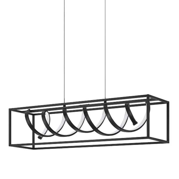 Masena 36-Watt Matte Black Integrated LED Linear Chandelier